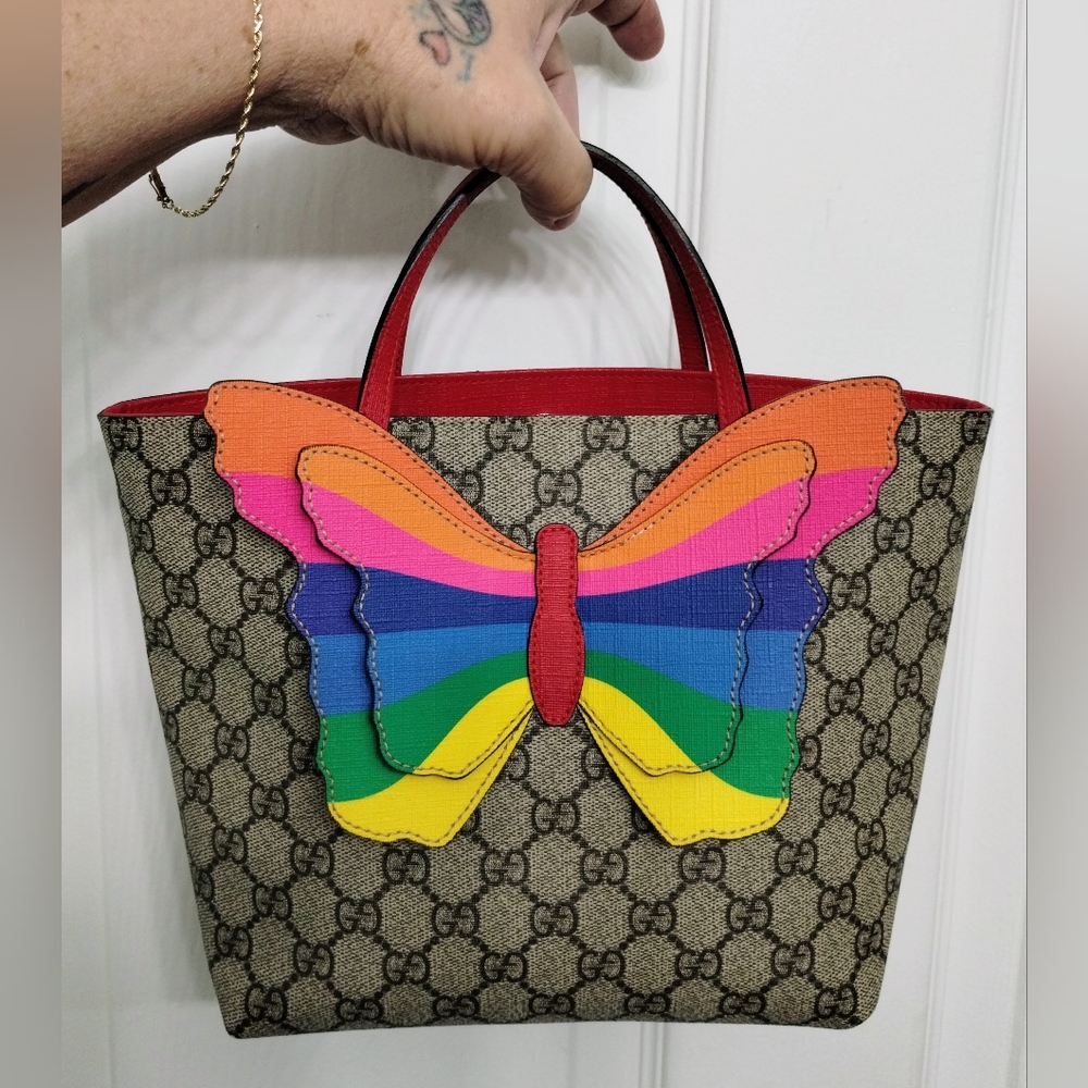 Gucci Guccissima Butterfly Tote & Gucci Marmot Key Card Case Bundle (2 Piece Set - Picture 4 of 16